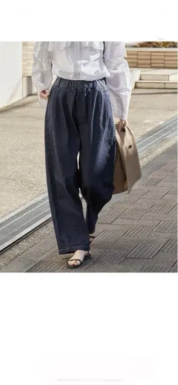 JOURNAL STANDARD 다크 블루 데님 와이드 팬츠