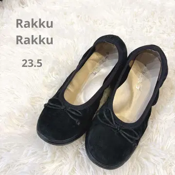 락락 날아다니는 펌프스 스웨이드 느낌 리본 블랙 23.5