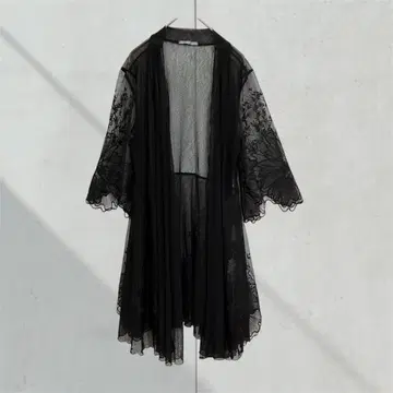 T324 [ 실버 민트 슈가 ] 가디건 레이스 자수 겉옷 LL 블랙