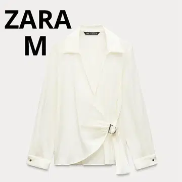 ZARA 새상품 긴팔 시어 셔츠 V넥 화이트 M