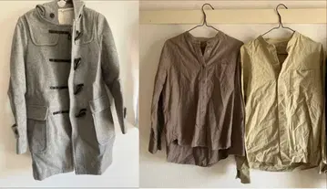 무인양품 MUJI 더플 코트 워싱 옥스 스탠드 카라 셔츠