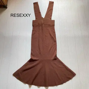 RESEXXY 니트 머메이드 점프 스커트 브라운 F