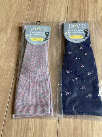 Ja-vie 자비 면 혼방 압박 하이 삭스 2족 세트 23-25cm