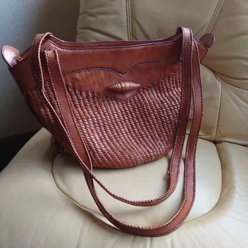 [VINTAGE] [레트로] 브라운 가죽 뜨개질 백