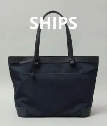 SHIPS 슈링크 가죽 x 패브릭 콤비 토트백
