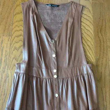 ZARA 여성용 인조 가죽 원피스 브라운 L 사이즈