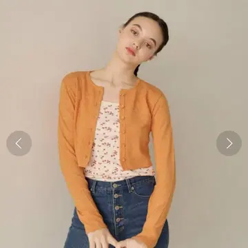 TINA:JOJUN 버터플라이 버튼 가디건 오렌지