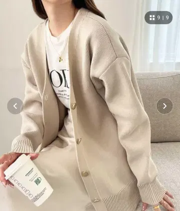 새상품급 베이지 버튼 오버 사이즈 가디건 니트 스웨터