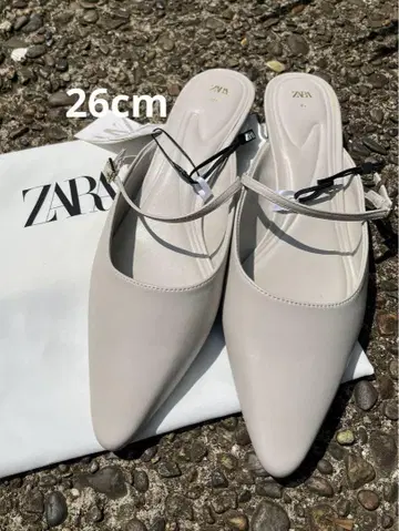 [ 새상품급 ] ZARA 스틸레토 슬링백 펌프스 라이트 그레이 26cm