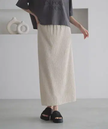 [ LOWRYS FARM ] 자카드 플리츠 스커트 아이보리