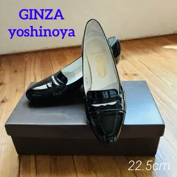 GINZA yoshinoya 긴자 요시노야 블랙 에나멜 펌프스 미디 힐