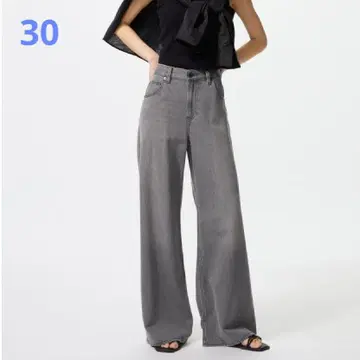 UNIQLO 드레이프 와이드 플레어 청바지 그레이 30 여성용