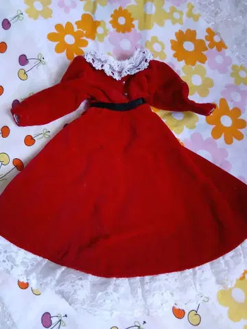 핸드메이드 빨간색 드레스 바비 옷 갈아입기 의류 빨간색 벨벳