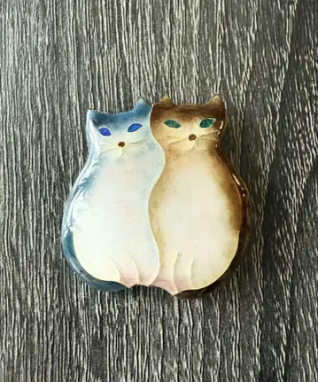 유선 칠보 고양이 브로치 D 네코 네코