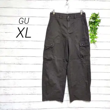 지유 GU 배럴 레그 카고 팬츠 XL 다크 그레이 와이드