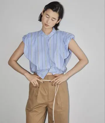 TODAYFUL 슬리브리스 셔츠 색스 블루