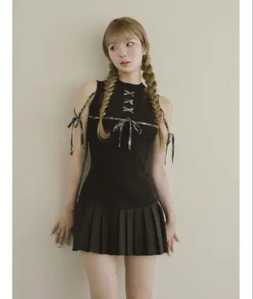 Darich 도킹 레이스업 미니 원피스 블랙 free