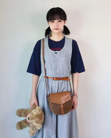 90s Liz wear 체크 무늬 오버롤 스커트 빈티지 구제 의류