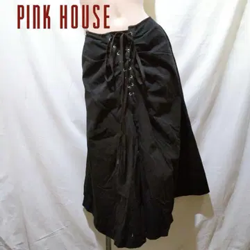 새상품급 레어 PINK HOUSE 레이스업 플레어 스커트 블랙