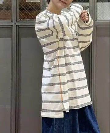 니코앤드 컬러 마이스터 롱 TEE 화이트 블랙 보더 long