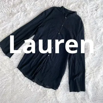 새상품급 Lauren 셔츠 스탠드 카라 축구직 네이비 쉘 버튼