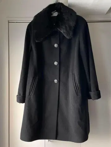K 하나에모리 코트 퍼 롱 자켓 HANAE MORI 블랙