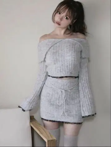 andmary Erin 레이스 니트 셋업 gray 앤드마리