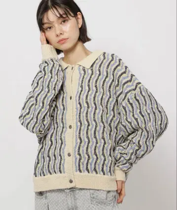니코앤드 물결무늬 긴팔 니트 가디건