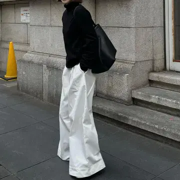 oksoon 옥순 화이트 와이드 팬츠
