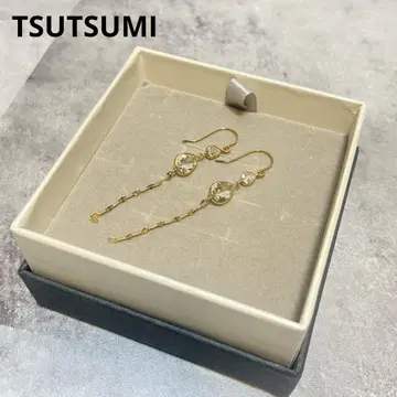 새상품급 TSUTSUMI 츠츠미 K10YG 그린 자수정 귀걸이