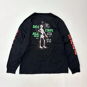 GRMY 스컬 롱 슬리브 티셔츠 롱티 블랙 계열 사이즈 XXL