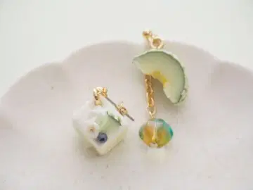 멜론 쇼트 케이크 귀걸이/귀찌 미니어처 선물