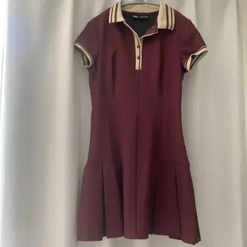ZARA 자라 콘트라스트 리브 플리츠 원피스