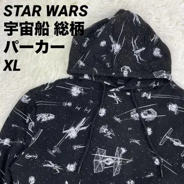 STAR WARS 우주선 우주 올 패턴 프린트 후드티 SM/XL 블랙