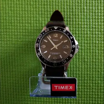 TIMEX 아날로그 시계 블랙 가죽 미스터 올리브 별주품 동작 양호