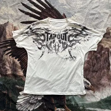 TAPOUT 화이트 T셔츠 그래픽 프린트