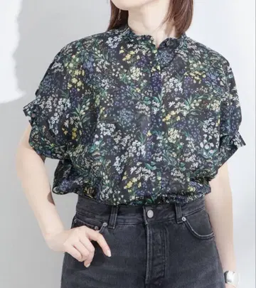 저널 스탠다드 레사주 무지 턱 슬리브 셔츠 블루