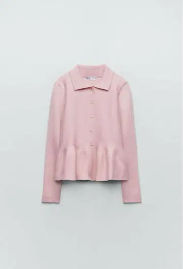 미사용 ZARA 니트 페플럼 가디건 핑크 M