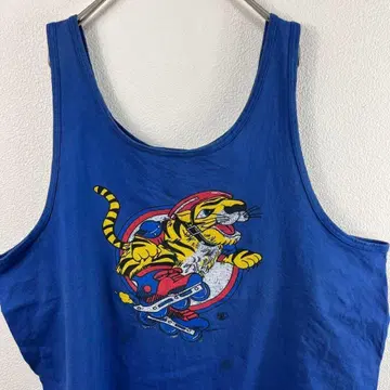 USA 90s jacques moret 싱글 스티치 탱크탑 파랑