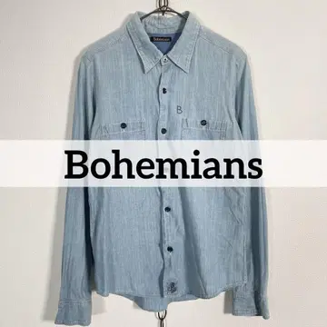 일본제 Bohemians 샴브레이 셔츠 꽃무늬 보태니컬 애니멀 프린트