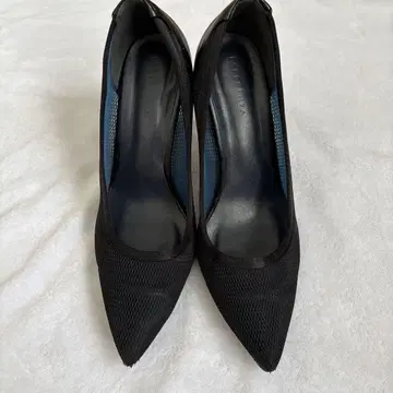 다크 네이비 메쉬 가죽 하이힐 8cm