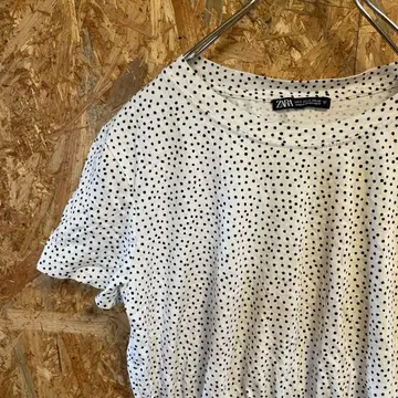 AE8717 ZARA 자라 반팔 상의 화이트 도트 무늬 여성용 28