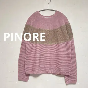 피노레 PINORE 울 혼방 니트 핑크 퍼 여성용 M