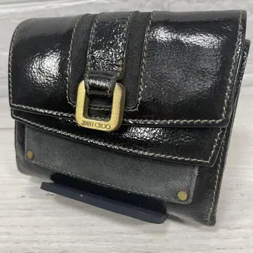 JIMMY CHOO 지미추 반지갑 컴팩트 가죽 블랙