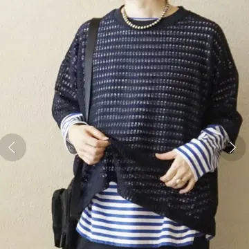 메쉬 레이스 크루넥 티셔츠