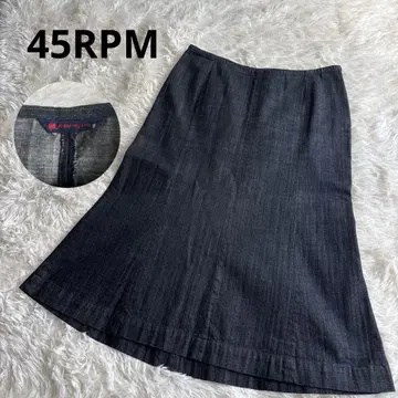 [레어] 45RPM 블랙 데님 무릎 기장 머메이드 스커트