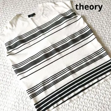 Theory 스트라이프 반팔 니트 S