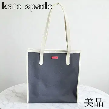 kate spade 토트백 캔버스 x 가죽 네이비 x 화이트 새상품급