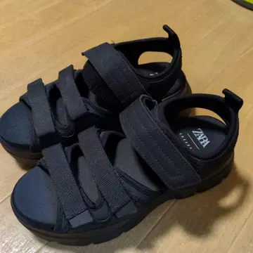 ZARA 면 지퍼 스트랩 플랫폼 샌들