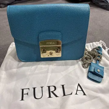 FURLA 파랑 가죽 숄더백 터콰이즈 메트로폴리스